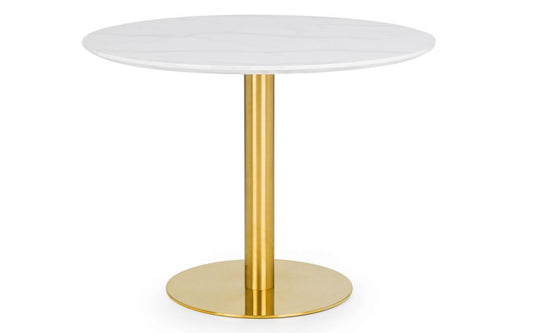 Julian Bowen Palermo White Marble Round Pedestal Dining Table