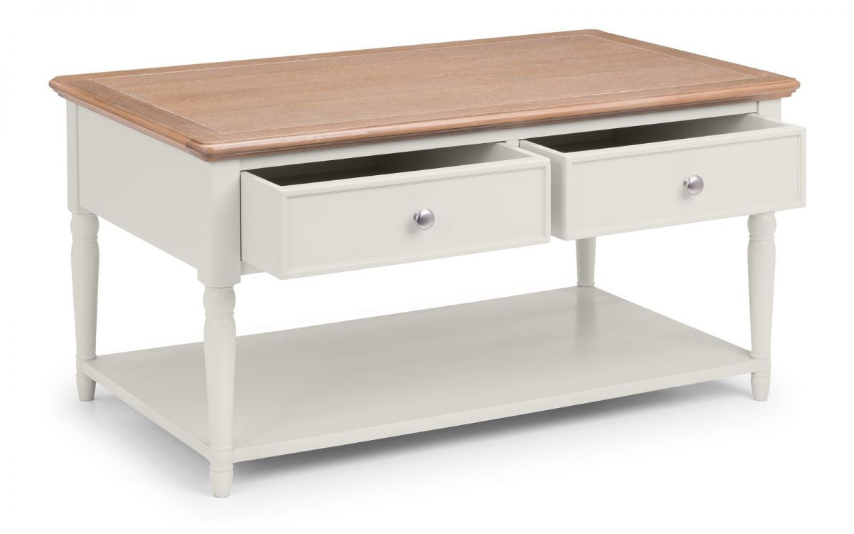 Julian Bowen Provence Grey Oak 2 Drawer Coffee Table
