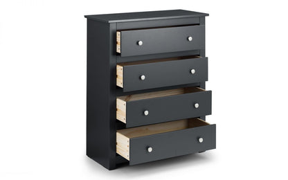Julian Bowen Radley Anthracite Wooden 4 Drawer Chest