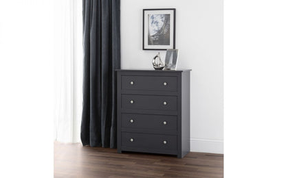 Julian Bowen Radley Anthracite Wooden 4 Drawer Chest