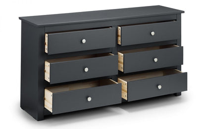 Julian Bowen Radley Anthracite Wooden 6 Drawer Chest