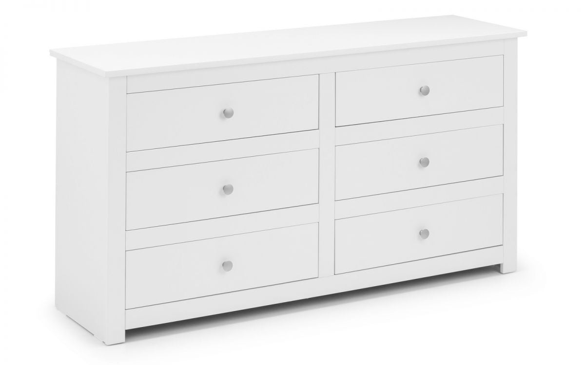Julian Bowen Radley Surf White Wooden 6 Drawer Chest