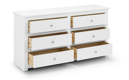 Julian Bowen Radley Surf White Wooden 6 Drawer Chest