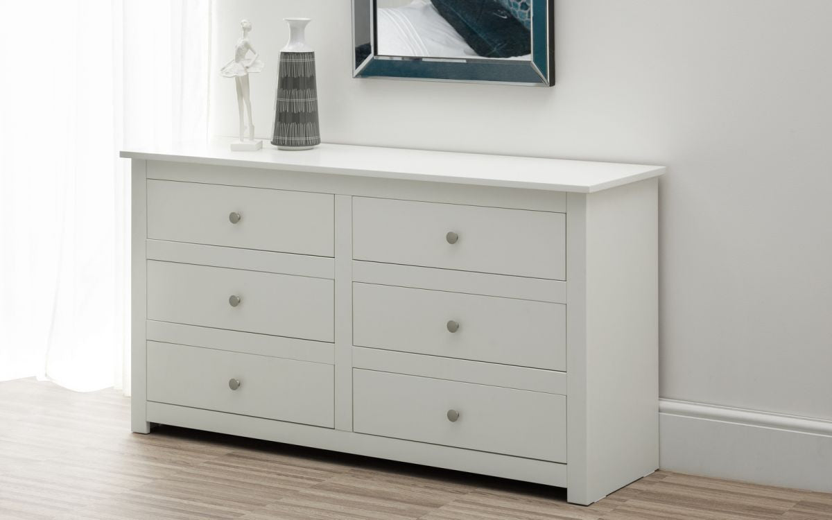Julian Bowen Radley Surf White Wooden 6 Drawer Chest