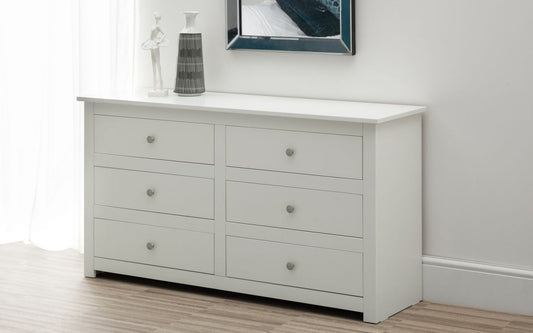 Julian Bowen Radley Surf White Wooden 6 Drawer Chest