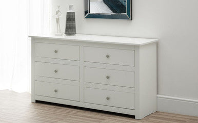 Julian Bowen Radley Surf White Wooden 6 Drawer Chest