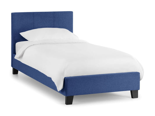 Julian Bowen Rialto 3ft Single Dark Blue Linen Fabric Bed