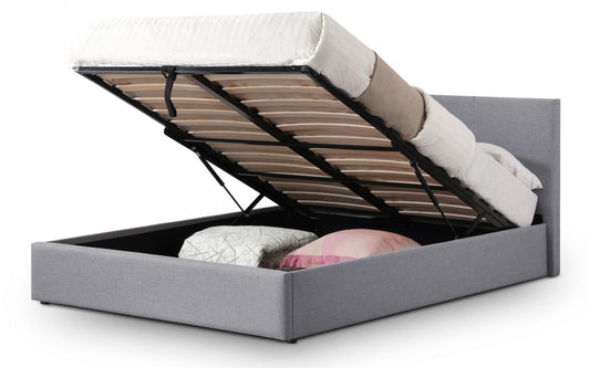 Julian Bowen Rialto Light Grey Linen 5ft Kingsize Lift-Up Storage Bed