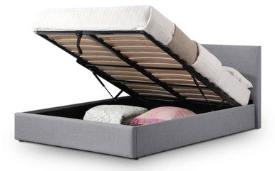 Julian Bowen Rialto Light Grey Linen 5ft Kingsize Lift-Up Storage Bed