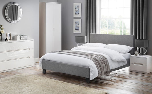 Julian Bowen Rialto 5ft Kingsize Light Grey Linen Fabric Bed