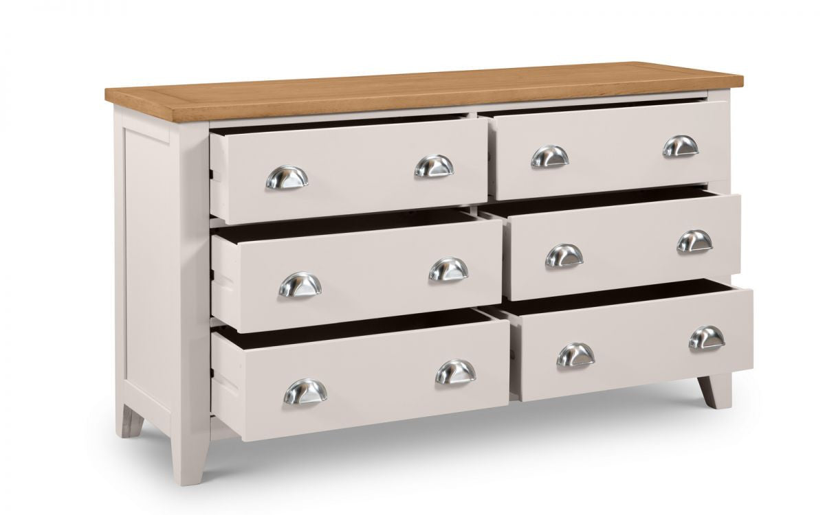 Julian Bowen Richmond Two Tone 6 Drawer Wide Chest