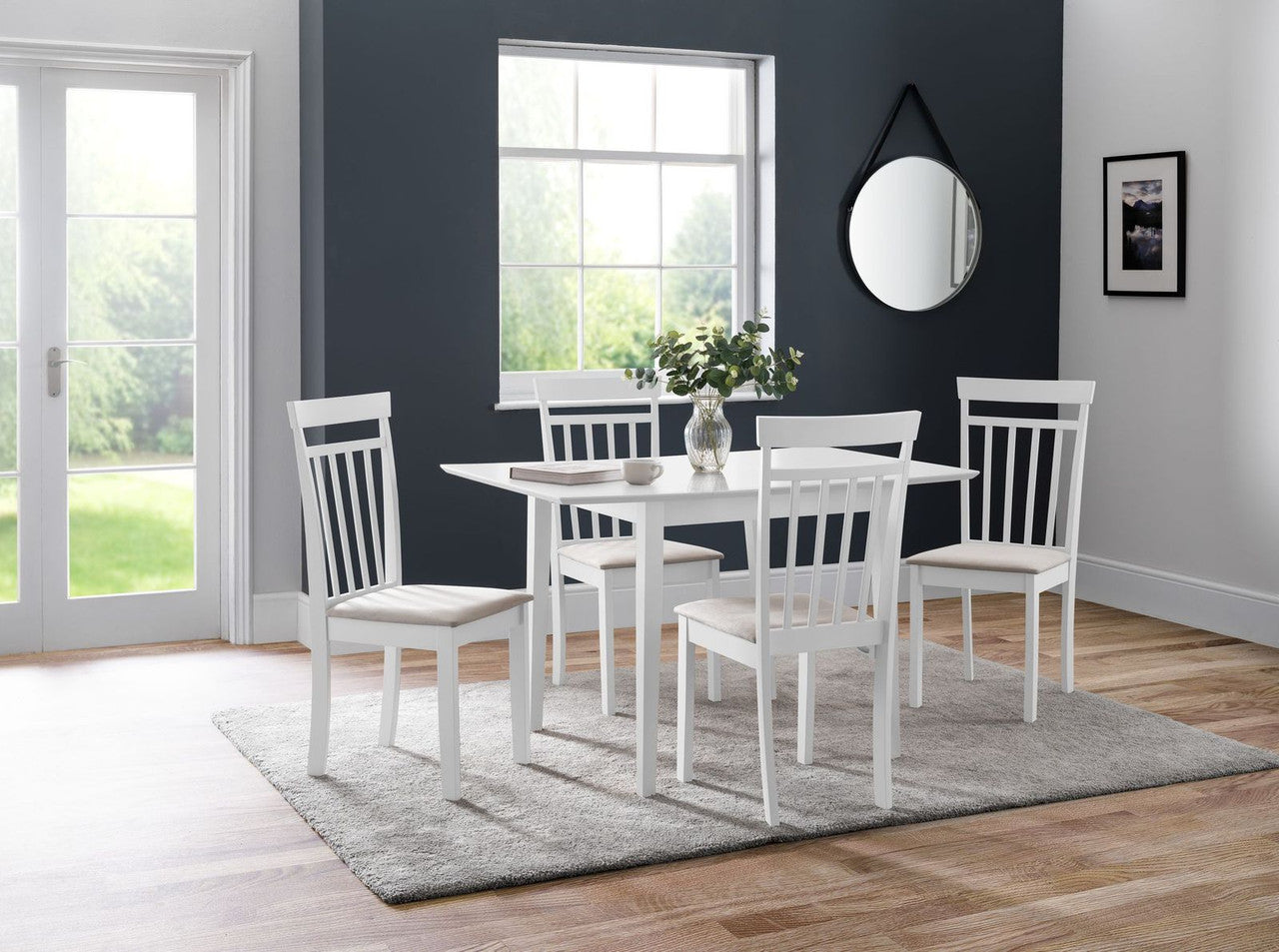 Julian Bowen Rufford White Wooden Ext. Dining Table