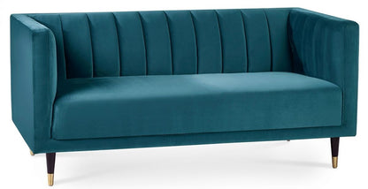 Julian Bowen Salma Teal Scalloped Back 2 Seater Sofa