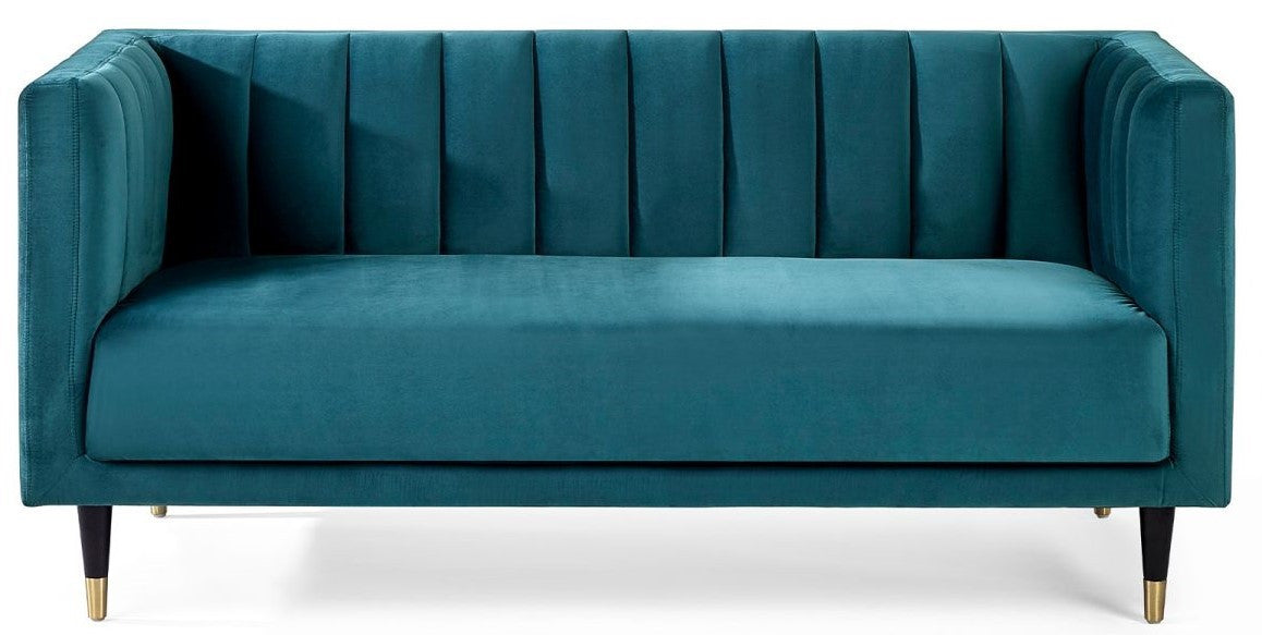 Julian Bowen Salma Teal Scalloped Back 2 Seater Sofa