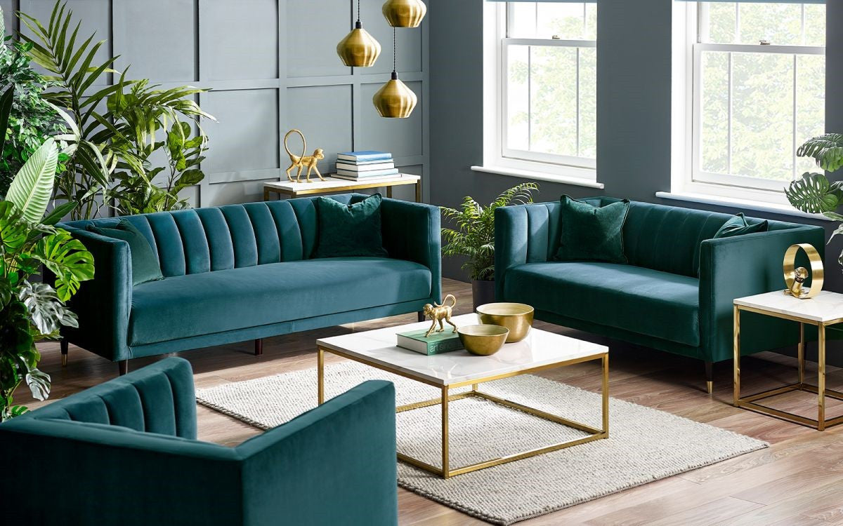 Julian Bowen Salma Teal Scalloped Back 2 Seater Sofa