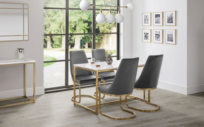 Julian Bowen Scala Gold Marble Rect. Dining Table