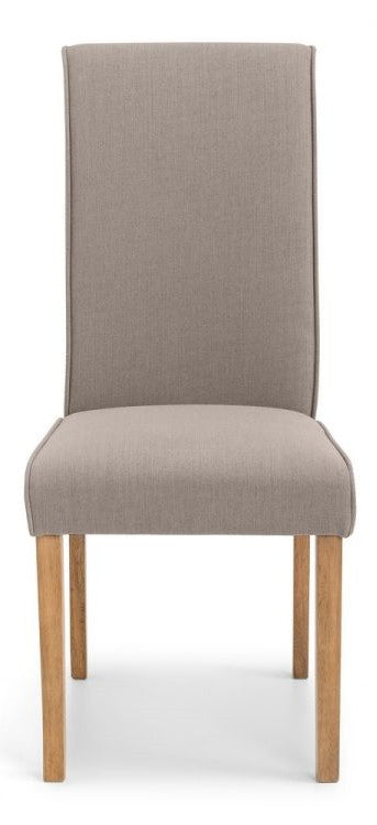 Julian Bowen Seville Taupe Linen Fabric Dining Chair With Oak Finish Legs