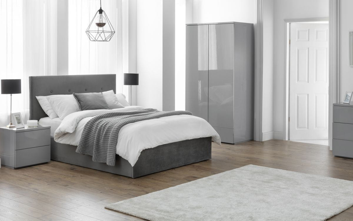 Julian Bowen Shoreditch Slate Velvet 4ft6 Double Lift-Up Storage Bed