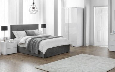 Julian Bowen Shoreditch Slate Velvet 4ft6 Double Lift-Up Storage Bed