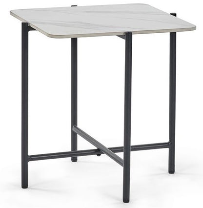 Julian Bowen Siena White Square Marble Lamp Table