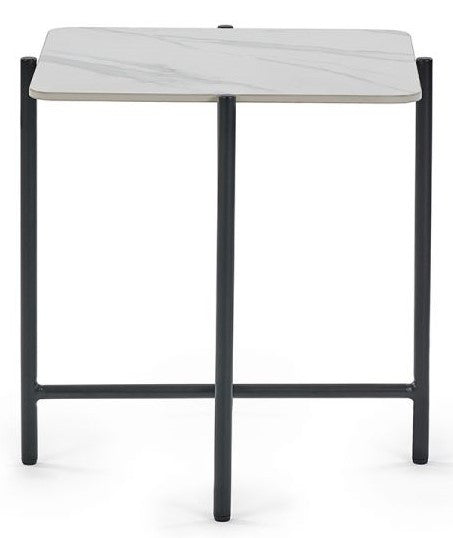 Julian Bowen Siena White Square Marble Lamp Table