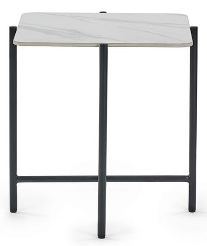 Julian Bowen Siena White Square Marble Lamp Table