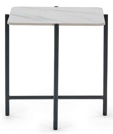 Julian Bowen Siena White Square Marble Lamp Table