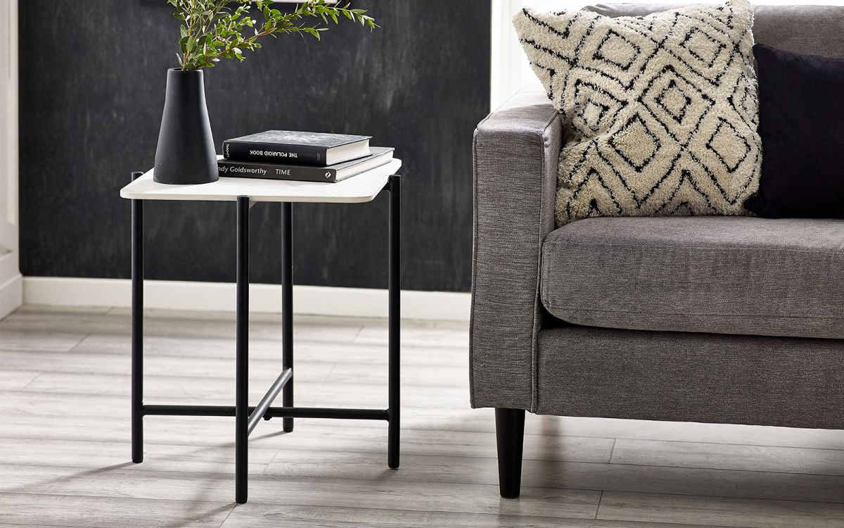 Julian Bowen Siena White Square Marble Lamp Table