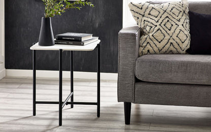 Julian Bowen Siena White Square Marble Lamp Table