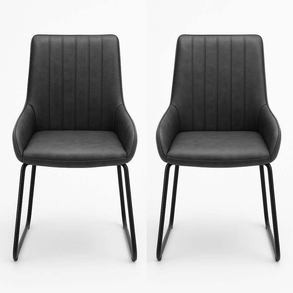 2 x Julian Bowen Soho Antique Black Faux Leather Dining Chairs