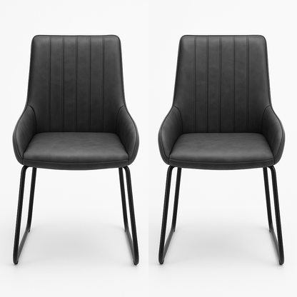2 x Julian Bowen Soho Antique Black Faux Leather Dining Chairs