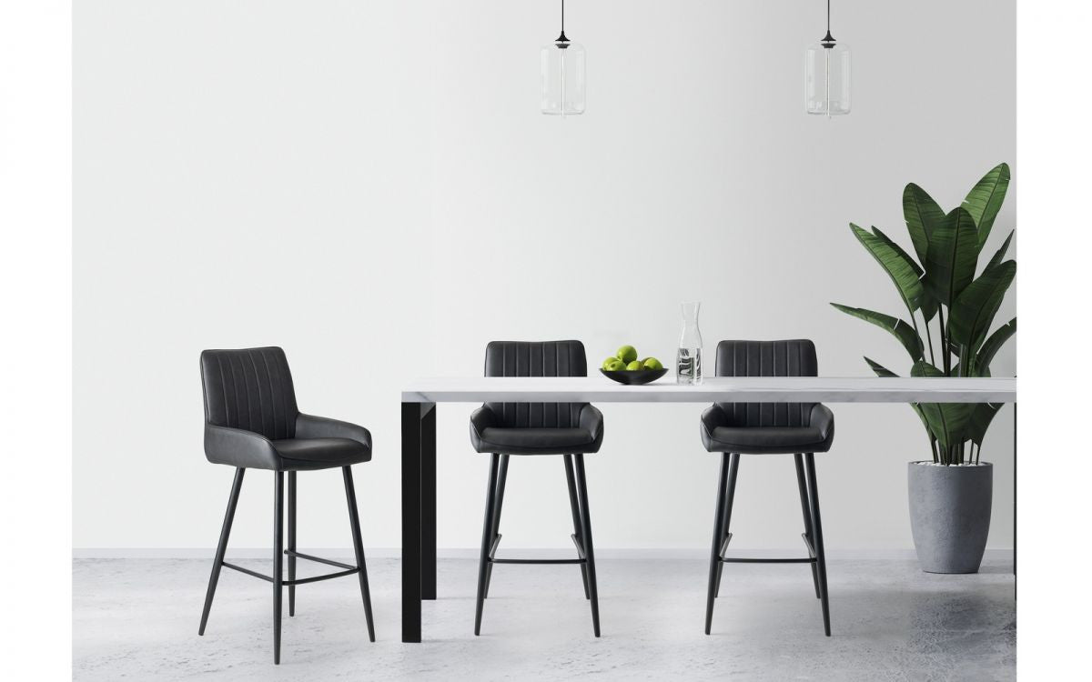 Julian Bowen Soho Black Faux Leather Barstool