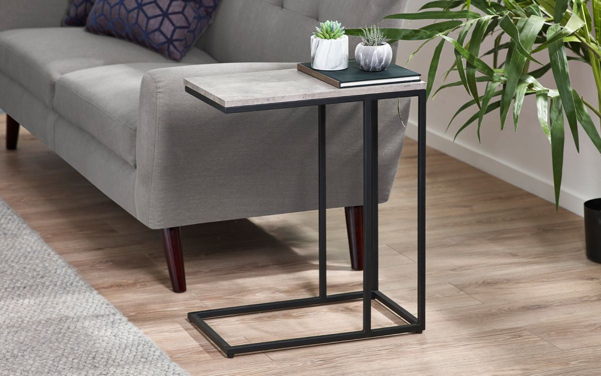 Julian Bowen Staten Black Concrete Effect Drinks Sofa Table