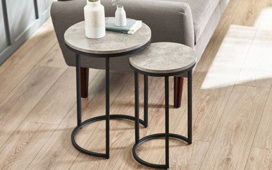 Julian Bowen Staten Black Concrete Effect Nesting Side Tables