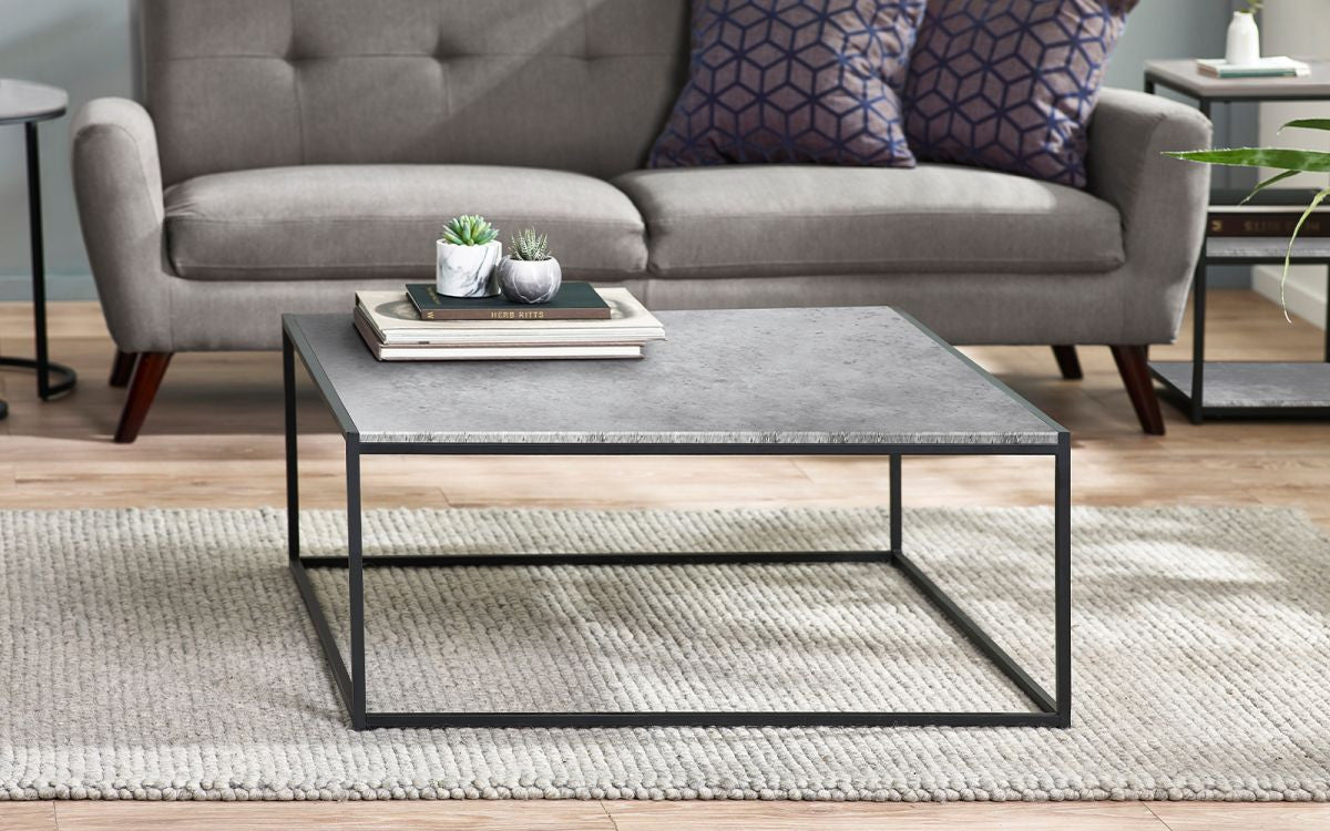 Julian Bowen Staten Black Concrete Effect Square Coffee Table