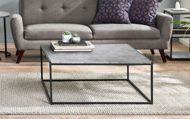 Julian Bowen Staten Black Concrete Effect Square Coffee Table