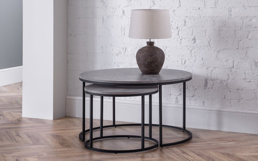 Julian Bowen Staten Concrete Round Nesting Coffee Table