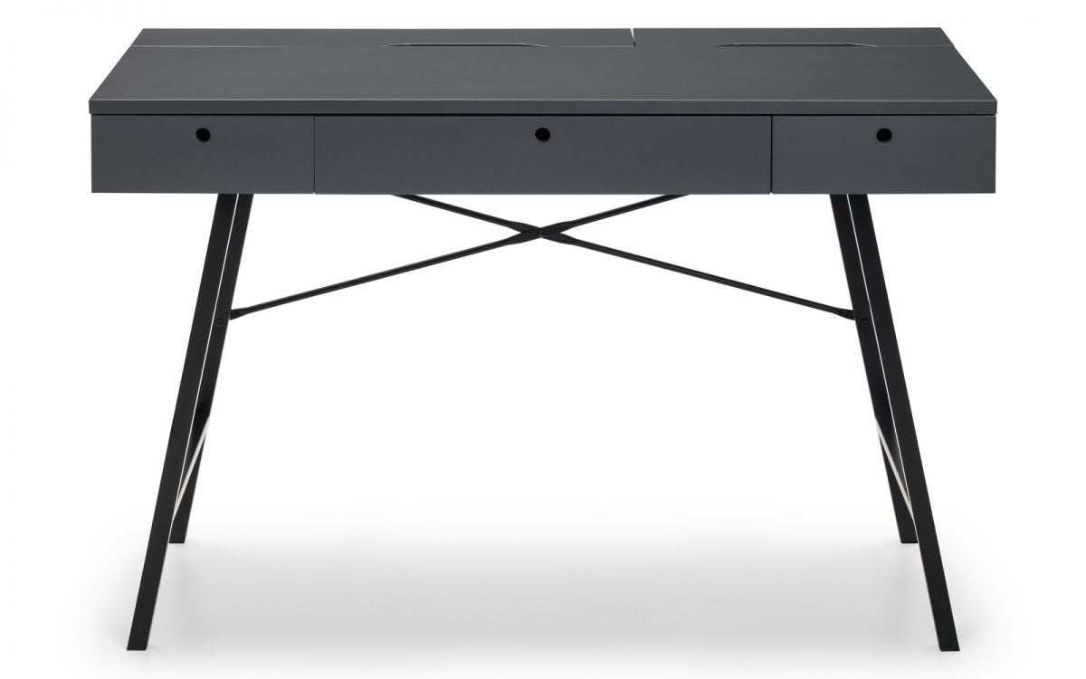 117cm grey finish desk comes with three vertical pull storage