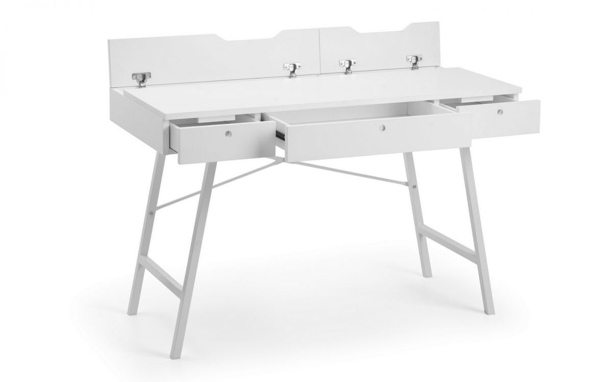 117cm white finish laptop desk with plenty 3 vertical pull and horizontal storage
