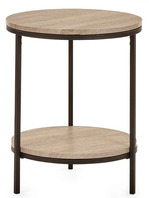 Julian Bowen Tribeca Circular Sonoma Oak Lamp Table With Shelf