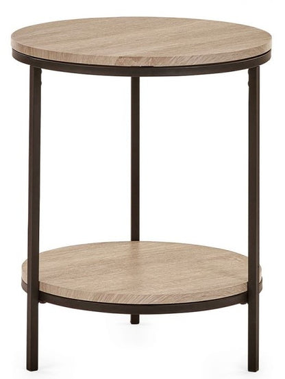 Julian Bowen Tribeca Circular Sonoma Oak Lamp Table With Shelf
