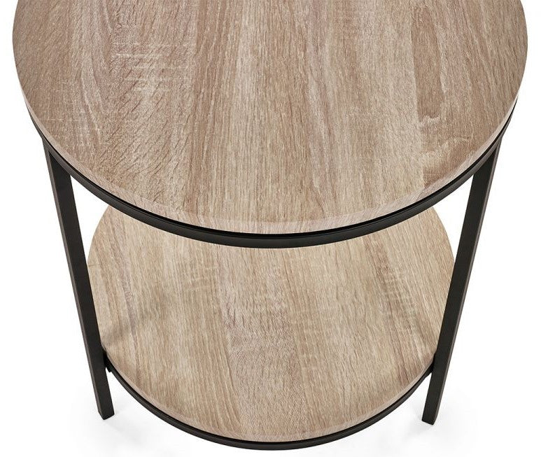 Julian Bowen Tribeca Circular Sonoma Oak Lamp Table With Shelf