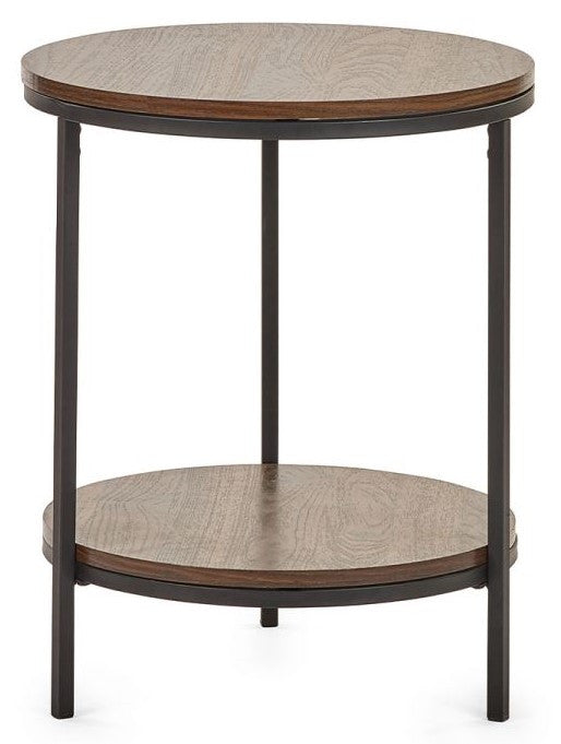 Julian Bowen Tribeca Circular Walnut Lamp Table With Shelf