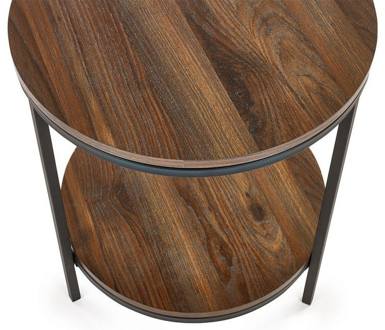 Julian Bowen Tribeca Circular Walnut Lamp Table With Shelf