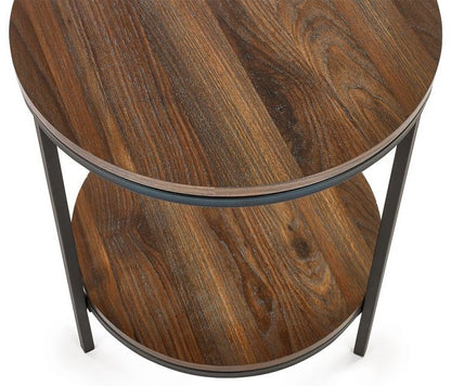 Julian Bowen Tribeca Circular Walnut Lamp Table With Shelf