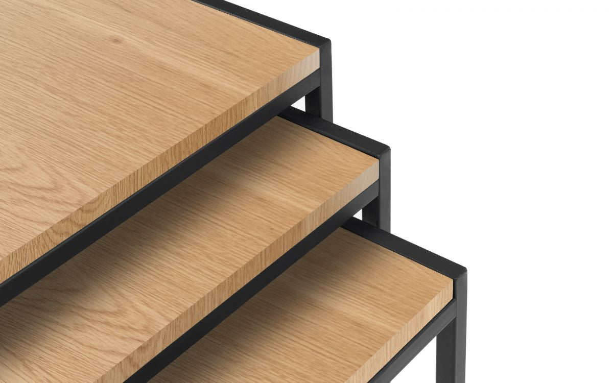 Julian Bowen Tribeca Euro Oak Nest Of 3 Tables