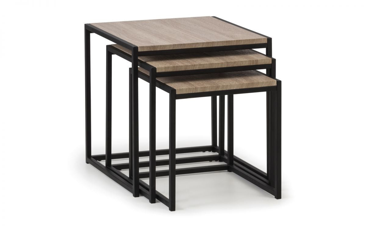 Julian Bowen Tribeca Oak Nest Of 3 Tables