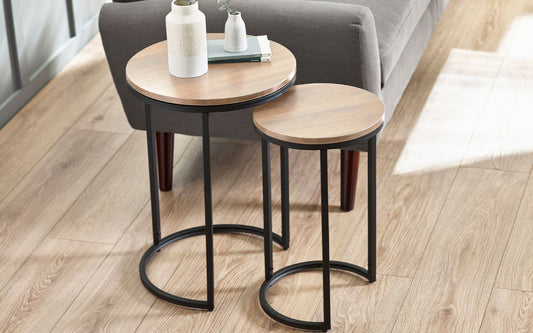 Julian Bowen Tribeca Sonoma Oak Round Nesting Side Tables