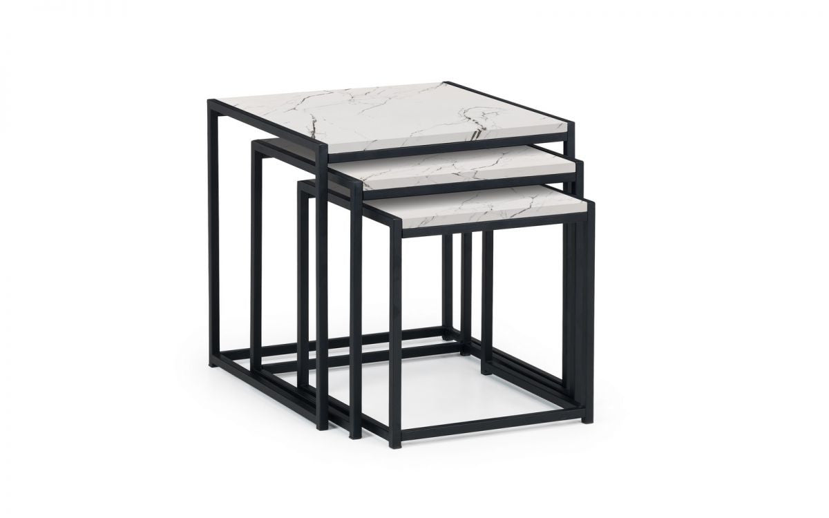 Julian Bowen Tribeca White Marble Nest Of 3 Tables