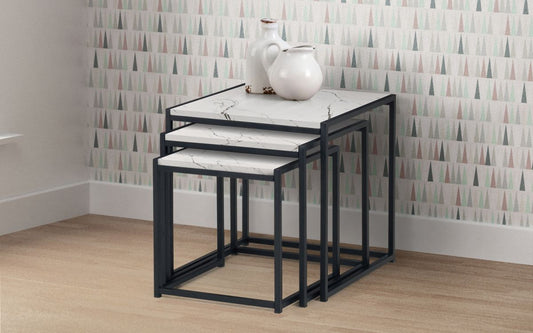 Julian Bowen Tribeca White Marble Nest Of 3 Tables